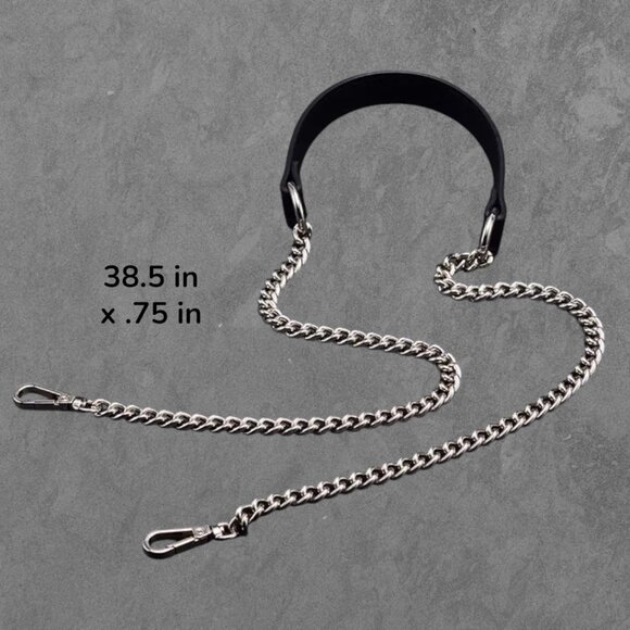 Faux Leather Shiny Silver Metal Allow Chain Shoulder Bag Replacement Strap - Picture 1 of 5